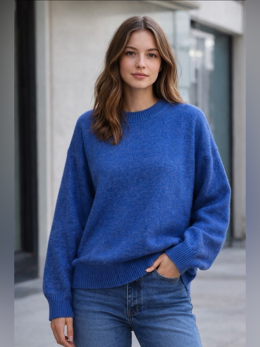 SHEIN Blue Crew Neck Sweater